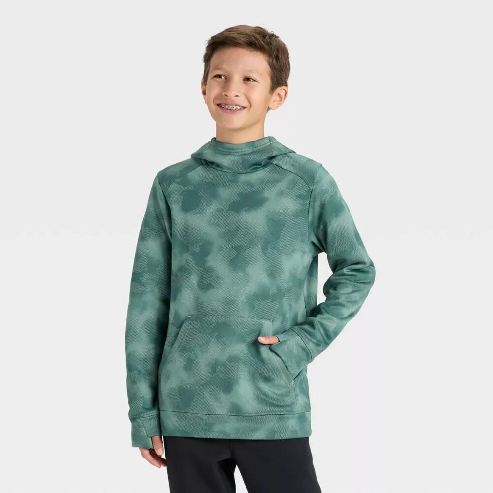 Target All In Motion Boys Large 10/12 Tech Fleece Hoodie Pullover Green